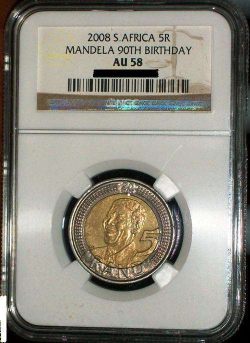 **AWESOME** 3 X  AU58 2008 MANDELA 90th BIRTHDAY 5R**NGC GRADED